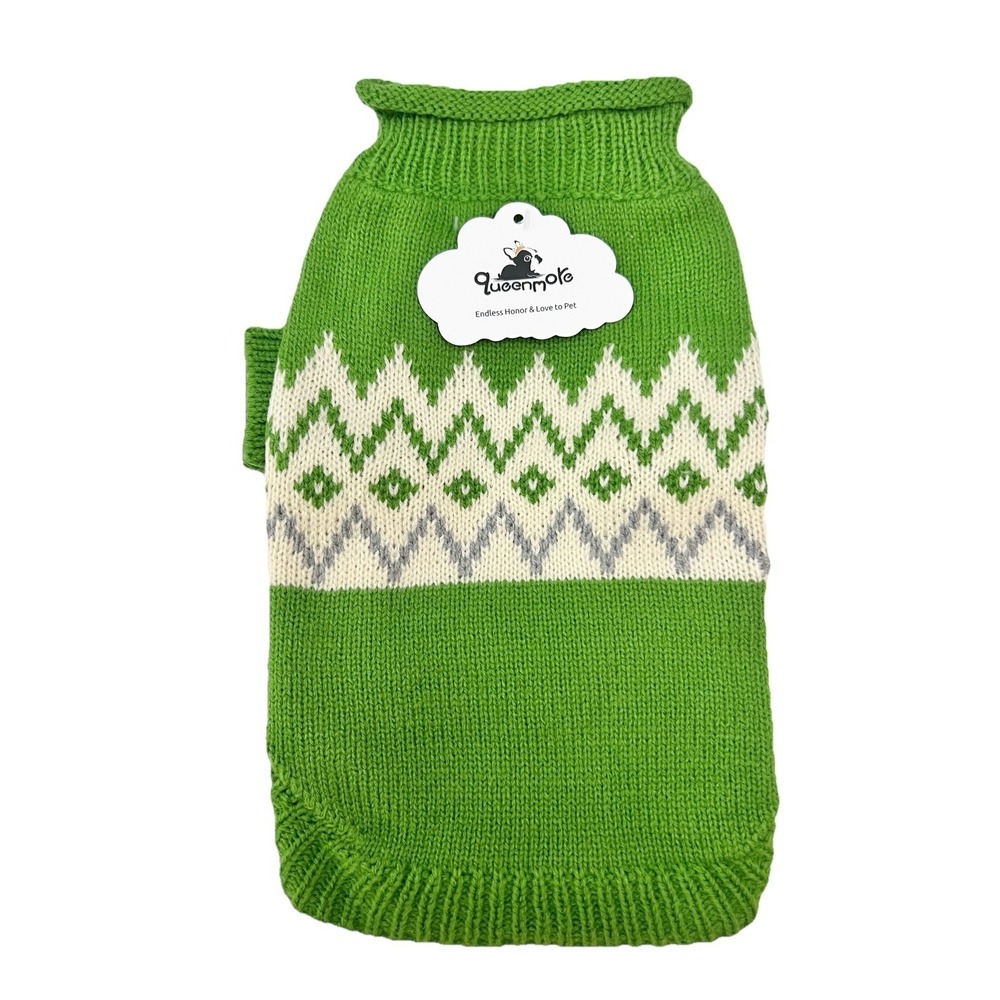 Queenmore Dog Sweater‎ Small Green Winter Clothing Pet Supplies